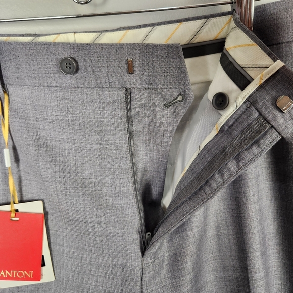 Mantoni 100% Italian Super Fine Wool No Pleat Dress Pants In Gray Size 38R #0413 - Picture 4 of 14